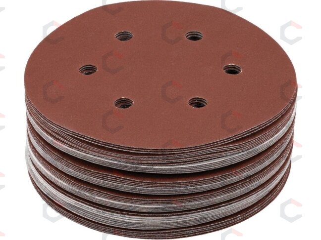 Šlifavimo popierius {velcro) | 6 skylės | 150 mm / P240 | 50 vnt. (YT-834589) Šlifavimo popierius {velcro) | 6 skylės | 150 mm / P240 | 50 vnt. (YT-834589)