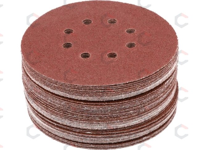 Šlifavimo popierius {velcro) | 8 skylės | 150 mm / P40 | 50 vnt. (YT-834591) Šlifavimo popierius {velcro) | 8 skylės | 150 mm / P40 | 50 vnt. (YT-834591)