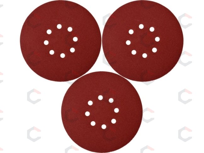 Šlifavimo popierius {velcro) apvalus | su skylėm | 180 mm / P150 | 3 vnt. (YT-83465) Šlifavimo popierius {velcro) apvalus | su skylėm | 180 mm / P150 | 3 vnt. (YT-83465)