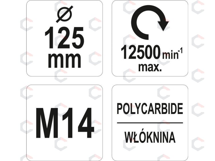 Šlifavimo diskas metalui su abrazyvine medžiaga | juodas | 125xM14 (YT-47820) 4 Šlifavimo diskas metalui su abrazyvine medžiaga | juodas | 125xM14 (YT-47820) 4