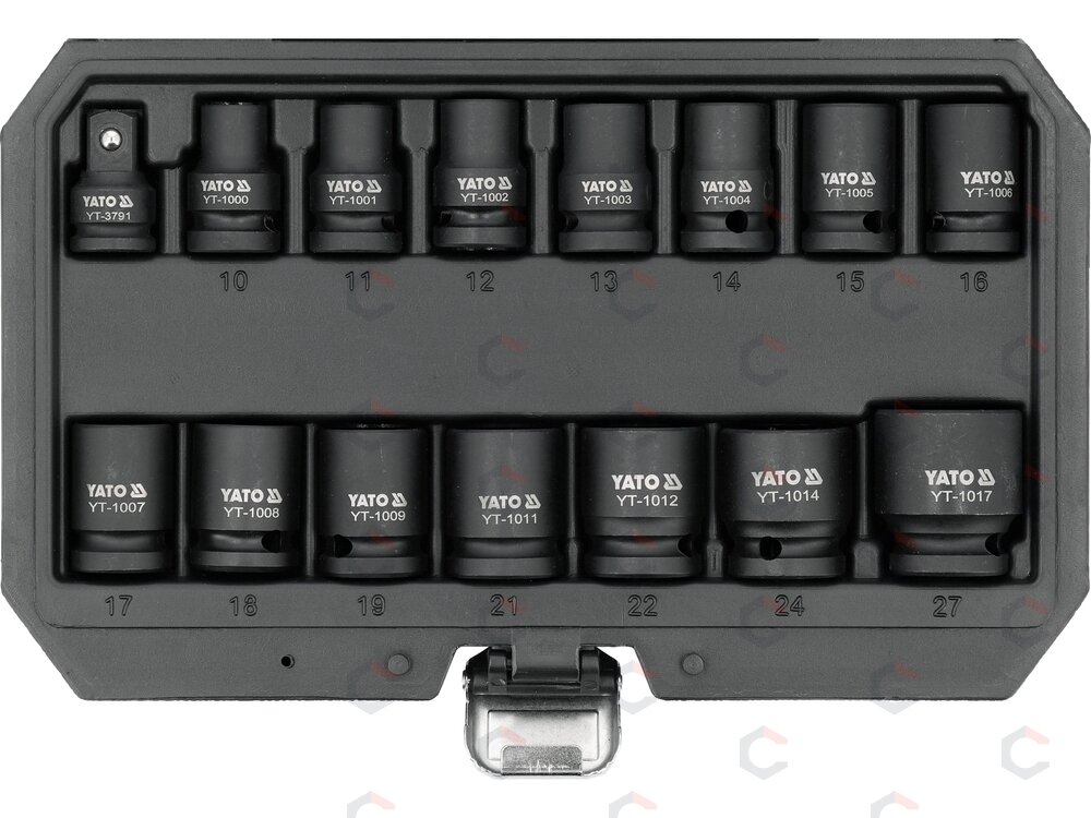 Smūginių trumpų galvučių rinkinys – AS-Drive 1/2", CrMo – 10–27 mm, 15 vnt (YT-10253) 1