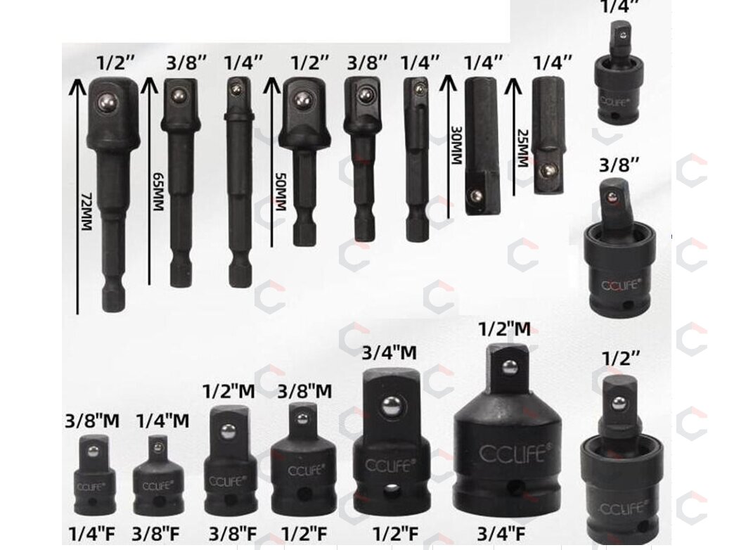 Smūginių adapterių ir šarnyrų / kardanų rinkinys | Cr-Mo | 17 vnt. (H640617) 2 Smūginių adapterių ir šarnyrų / kardanų rinkinys | Cr-Mo | 17 vnt. (H640617) 2