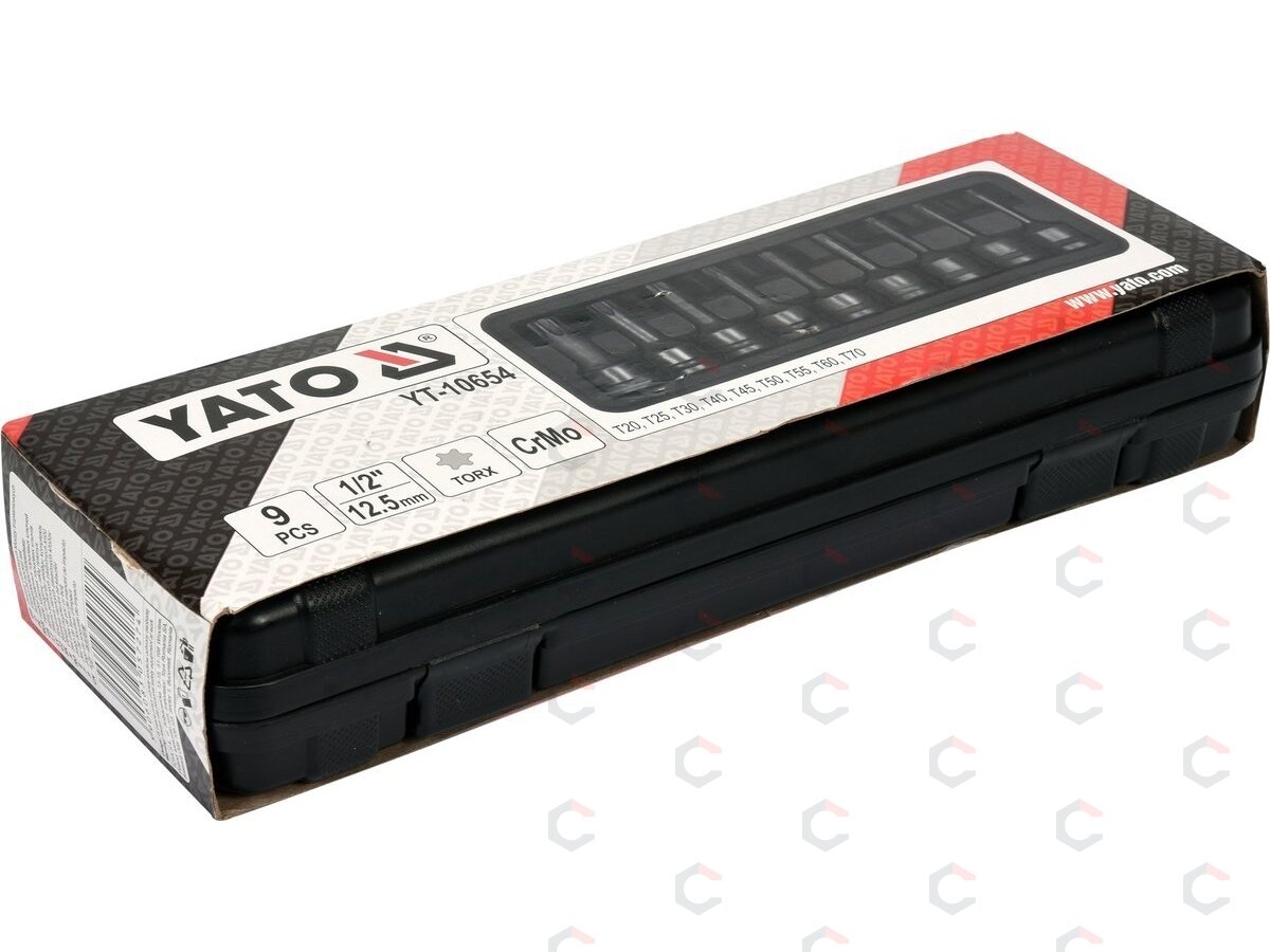 Smūginiai antgaliai | 12,5 mm (1/2") | T-Star (Torx) T20 - T70 | 9 vnt (YT-10654) 3