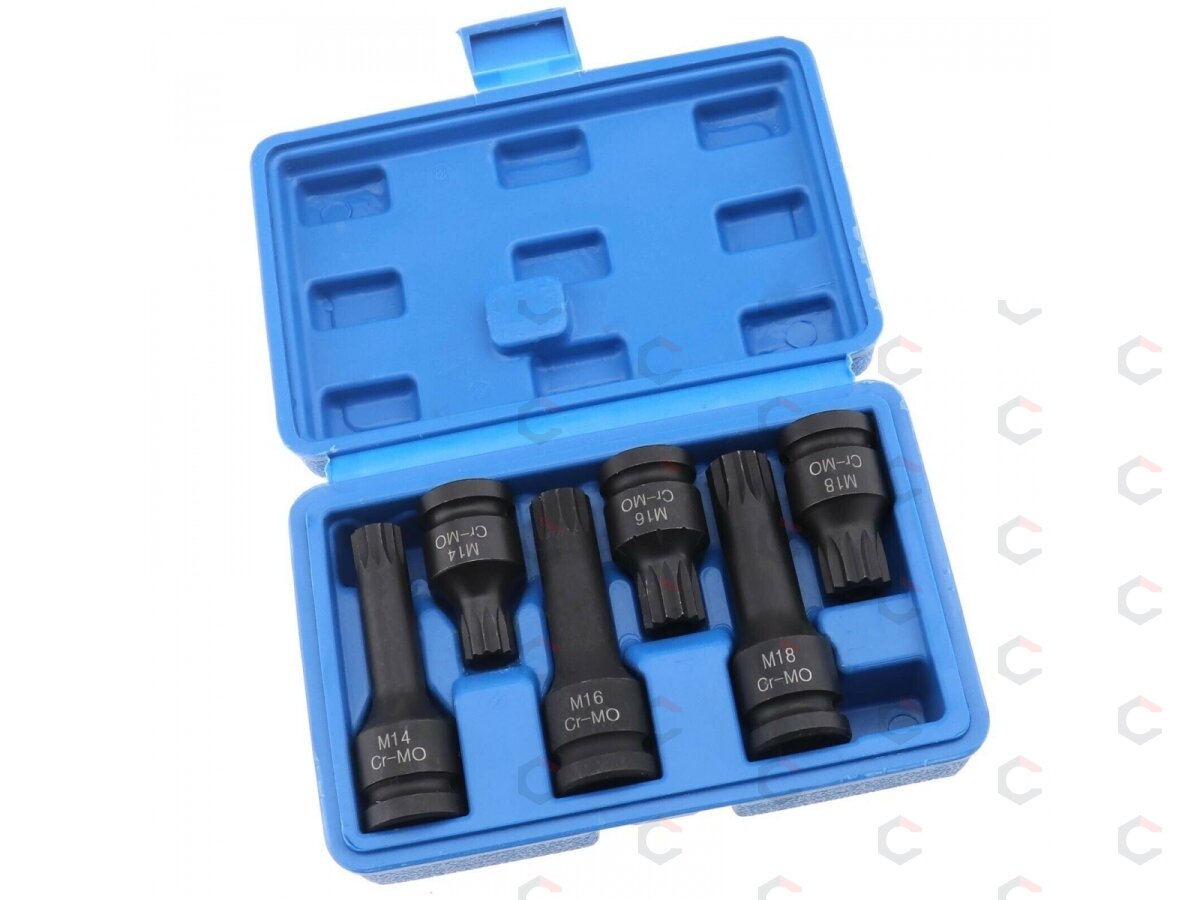 Smūginių antgalių rinkinys – su skyle (tamperproof) Spline XZN – 1/2" | M14–M18 | 6 vnt. (S1121) Smūginių antgalių rinkinys – su skyle (tamperproof) Spline XZN – 1/2" | M14–M18 | 6 vnt. (S1121)