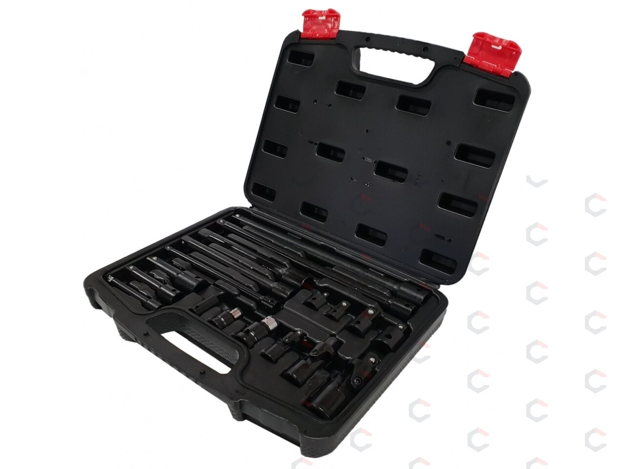 Smūginių ilgintuvų / adapterių / šarnyrų rinkinys | 6.3 mm (1/4") / 10 mm (3/8") / 12,5 mm (1/2") | 18 vnt. (DT18S) 1