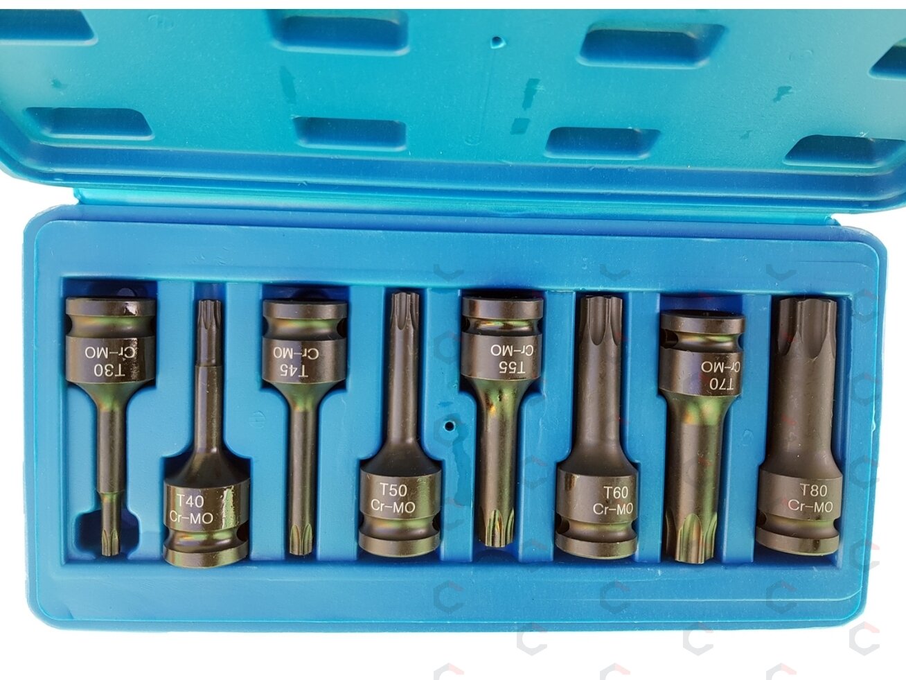 Smūginiai antgaliai – T-Star (Torx) CR-MO 1/2" – T30–T80 | 8 vnt. (S1101)