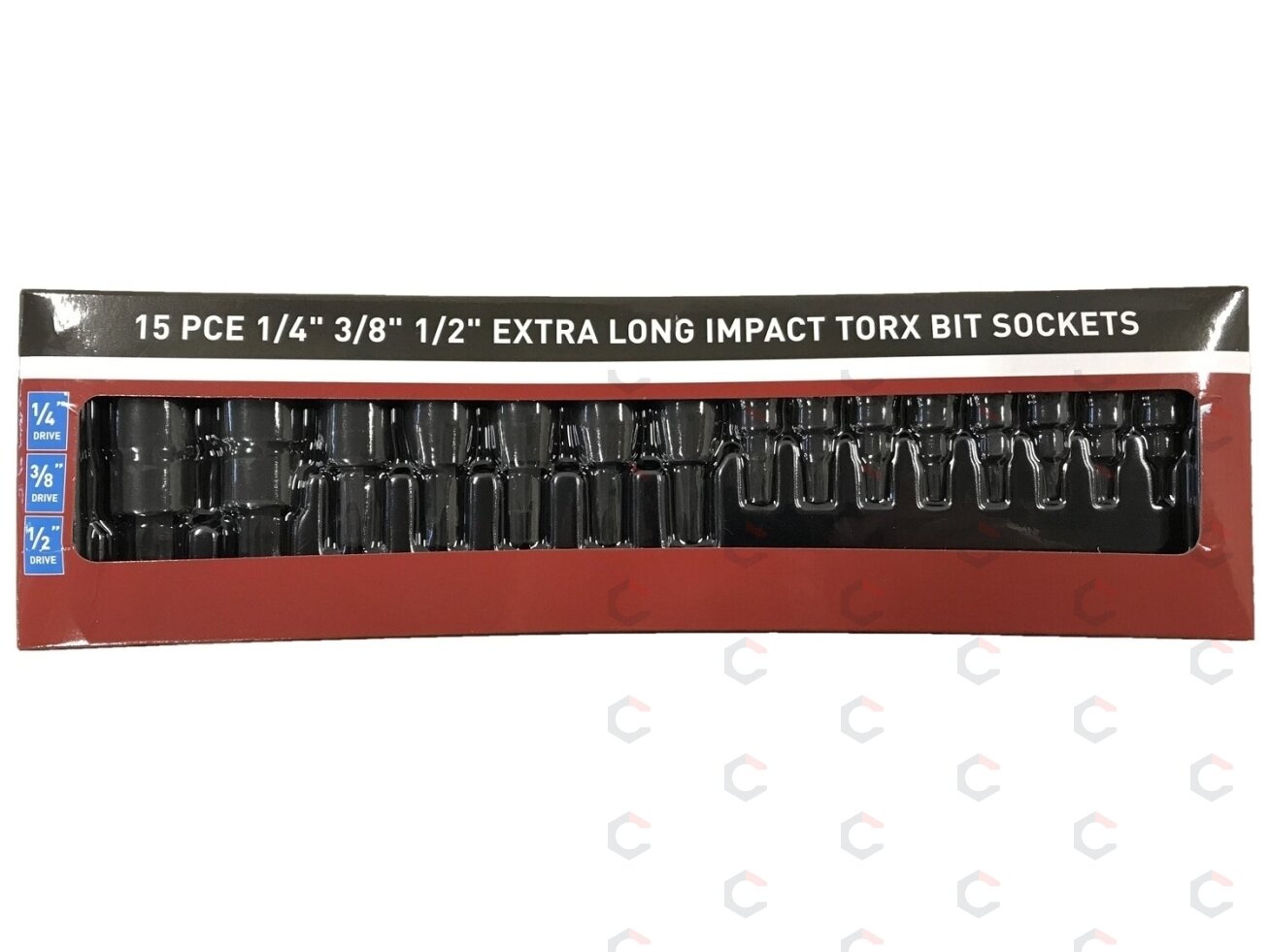 Smūginiai antgaliai | 6.3 mm (1/4") / 10 mm (3/8") / 12,5 mm (1/2") | T-Star (Torx) T6 - T70 | 15 vnt. (S1115) 1 Smūginiai antgaliai | 6.3 mm (1/4") / 10 mm (3/8") / 12,5 mm (1/2") | T-Star (Torx) T6 - T70 | 15 vnt. (S1115) 1