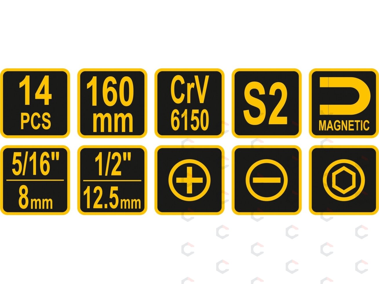 Smūginis atsuktuvas su magnetiniais antgaliais | 14 vnt. (65124) 4 Smūginis atsuktuvas su magnetiniais antgaliais | 14 vnt. (65124) 4