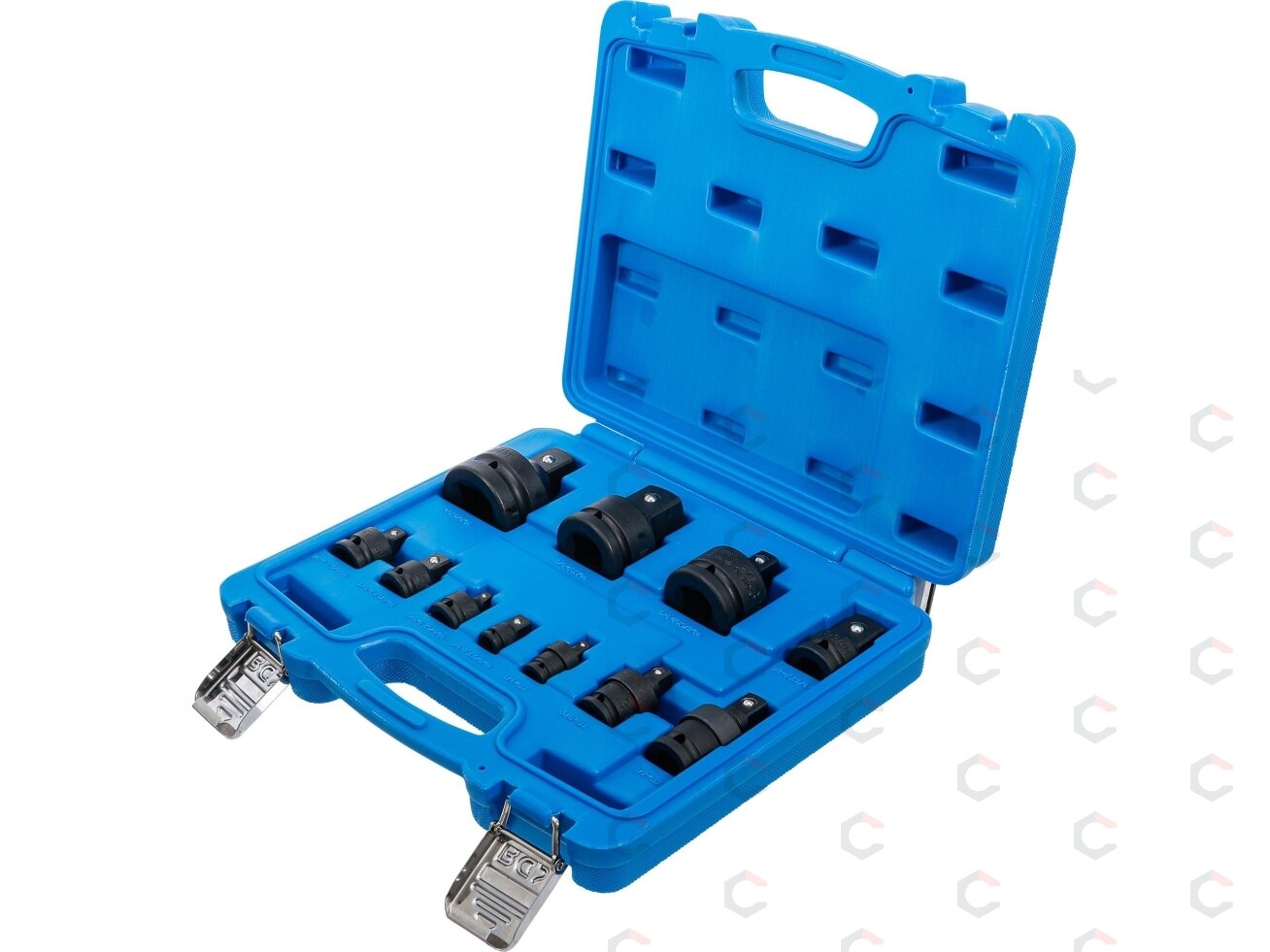 Smūginių adapterių ir šarnyrų / kardanų rinkinys | 6.3 mm (1/4") - 25 mm (1") | 11 vnt. (25140) 3 Smūginių adapterių ir šarnyrų / kardanų rinkinys | 6.3 mm (1/4") - 25 mm (1") | 11 vnt. (25140) 3
