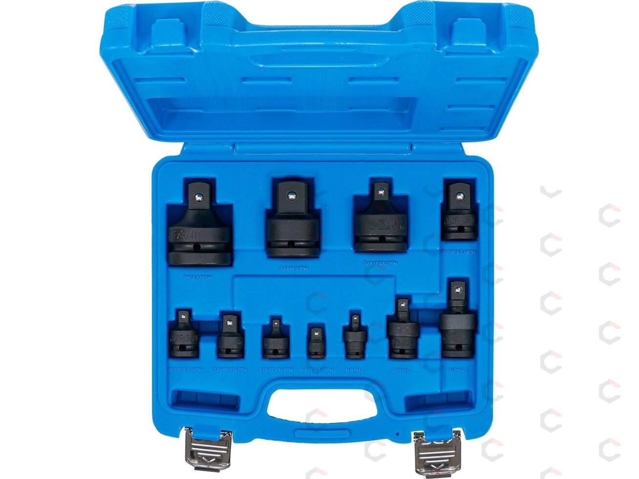 Smūginių adapterių ir šarnyrų / kardanų rinkinys | 6.3 mm (1/4") - 25 mm (1") | 11 vnt. (25140) 4 Smūginių adapterių ir šarnyrų / kardanų rinkinys | 6.3 mm (1/4") - 25 mm (1") | 11 vnt. (25140) 4