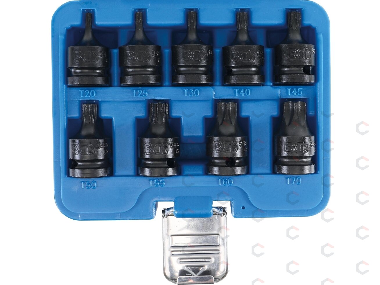 Smūginių galvučių su T-Star antgaliais rinkinys 1/2" T20–T70 9 vnt. (5486) 6 Smūginių galvučių su T-Star antgaliais rinkinys 1/2" T20–T70 9 vnt. (5486) 6