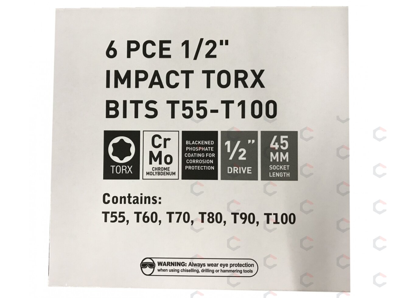 Smūginių antgalių rinkinys | 12,5 mm (1/2") | T-Star (Torx) T55 - T100 | 6 vnt. (S1106) 2