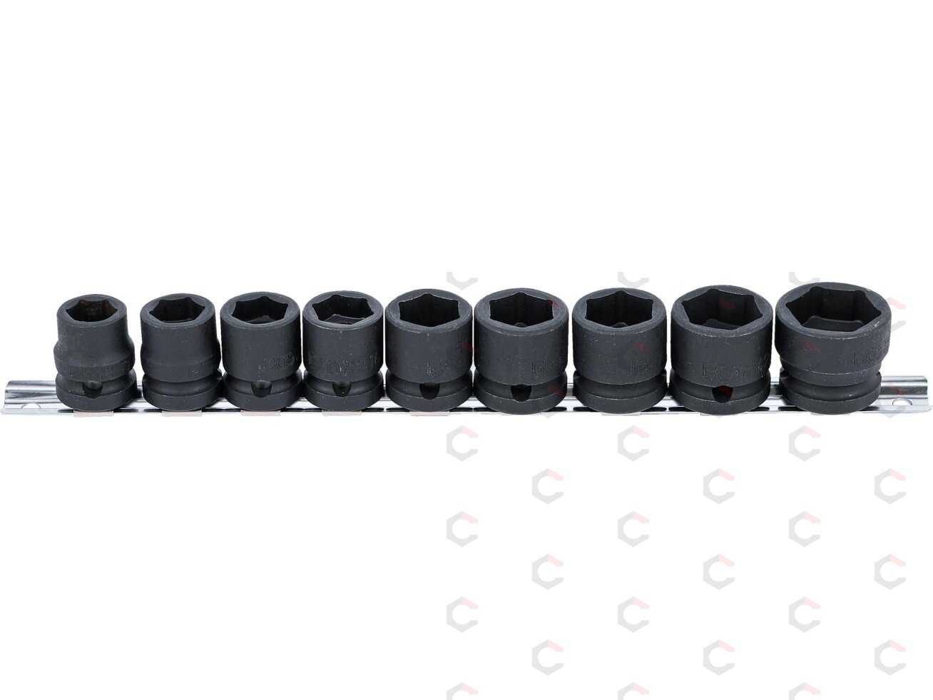 Smūginių galvučių rinkinys | patrumpintos | 12,5 mm (1/2") | 13–24 mm | 9 vnt. (9551) 1 Smūginių galvučių rinkinys | patrumpintos | 12,5 mm (1/2") | 13–24 mm | 9 vnt. (9551) 1