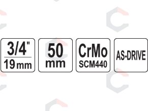 Ilga smūginė galvutė | 50 mm | 3/4" | CrMo plienas | Yato (YT-1150) 1 Ilga smūginė galvutė | 50 mm | 3/4" | CrMo plienas | Yato (YT-1150) 1