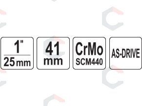 Smūginė galvutė šešiakampė | 25 mm (1") | 41 mm (YT-1194) 1 Smūginė galvutė šešiakampė | 25 mm (1") | 41 mm (YT-1194) 1