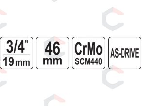 Ilga smūginė galvutė | 46 mm | 3/4" | CrMo plienas | Yato (YT-1146) 1