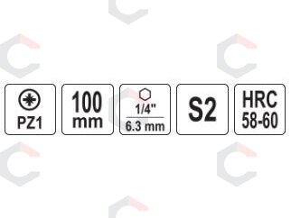 Smūginis atsuktuvo antgalis | 1/4 colio | 100 mm | PZ3 (YT-78065) 4 Smūginis atsuktuvo antgalis | 1/4 colio | 100 mm | PZ3 (YT-78065) 4