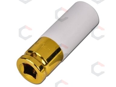 Smūginė galvutė ilga plonasienė | su plastikine apsauga | 12,5 mm (1/2") | 19 mm (H5019) Smūginė galvutė ilga plonasienė | su plastikine apsauga | 12,5 mm (1/2") | 19 mm (H5019)