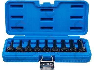 Smūginiai antgaliai | 12,5 mm (1/2") | T-Star (Torx) T20 - T70 | 9 vnt (5480) Smūginiai antgaliai | 12,5 mm (1/2") | T-Star (Torx) T20 - T70 | 9 vnt (5480)