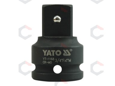 Smūginis adapteris | vidinis kvadratas 20 mm (3/4") - išorinis kvadratas 25 mm (1") (YT-1168) Smūginis adapteris | vidinis kvadratas 20 mm (3/4") - išorinis kvadratas 25 mm (1") (YT-1168)