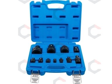 Smūginių adapterių ir šarnyrų / kardanų rinkinys | 6.3 mm (1/4") - 25 mm (1") | 11 vnt. (25140) Smūginių adapterių ir šarnyrų / kardanų rinkinys | 6.3 mm (1/4") - 25 mm (1") | 11 vnt. (25140)