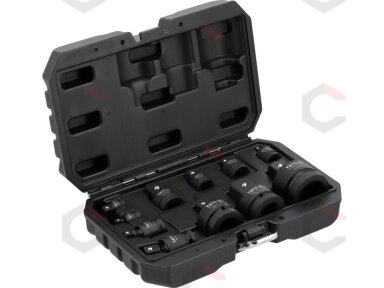 Smūginių adapterių ir šarnyrų / kardanų rinkinys | 6.3 mm (1/4") – 25 mm (1") | 11 vnt. (YT-10646) Smūginių adapterių ir šarnyrų / kardanų rinkinys | 6.3 mm (1/4") – 25 mm (1") | 11 vnt. (YT-10646)