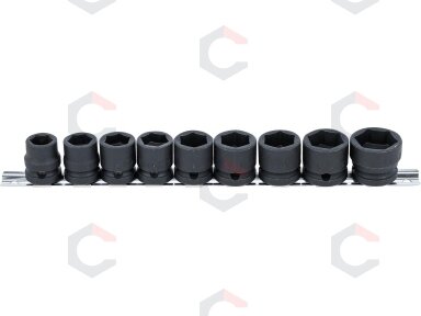 Smūginių galvučių rinkinys | patrumpintos | 12,5 mm (1/2") | 13–24 mm | 9 vnt. (9551) Smūginių galvučių rinkinys | patrumpintos | 12,5 mm (1/2") | 13–24 mm | 9 vnt. (9551)