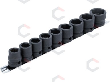 Smūginių galvučių rinkinys | patrumpintos | 12,5 mm (1/2") | 13–24 mm | 9 vnt. (9551) Smūginių galvučių rinkinys | patrumpintos | 12,5 mm (1/2") | 13–24 mm | 9 vnt. (9551)