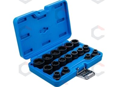 Smūginių galvučių rinkinys | patrumpintos | 12,5 mm (1/2") | 8–24 mm | 17 vnt. (9286) Smūginių galvučių rinkinys | patrumpintos | 12,5 mm (1/2") | 8–24 mm | 17 vnt. (9286)