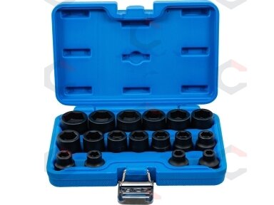 Smūginių galvučių rinkinys | patrumpintos | 12,5 mm (1/2") | 8–24 mm | 17 vnt. (9286) Smūginių galvučių rinkinys | patrumpintos | 12,5 mm (1/2") | 8–24 mm | 17 vnt. (9286)