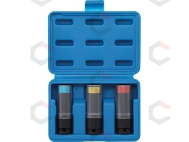 Smūginių galvučių rinkinys su apsauga | Itin plonos | 12,5 mm (1/2") | 17/19/21 mm | 3 vnt. (7400) Smūginių galvučių rinkinys su apsauga | Itin plonos | 12,5 mm (1/2") | 17/19/21 mm | 3 vnt. (7400)