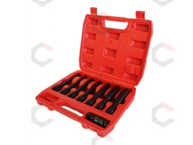 Smūginių galvučių rinkinys su šarnyru | labai ilgos | 12.5 mm (1/2") | SW 8 - 19 mm | 8 vnt. (SK1208) Smūginių galvučių rinkinys su šarnyru | labai ilgos | 12.5 mm (1/2") | SW 8 - 19 mm | 8 vnt. (SK1208)