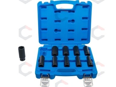 Smūginių ilgų galvučių rinkinys | 12,5 mm (1/2") | 10-24 mm | 10 vnt. (5206) Smūginių ilgų galvučių rinkinys | 12,5 mm (1/2") | 10-24 mm | 10 vnt. (5206)