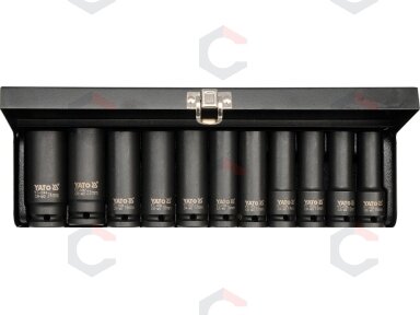 Smūginių ilgų galvučių rinkinys | 12,5 mm (1/2") | 10-24 mm | 11 vnt. (YT-1054)