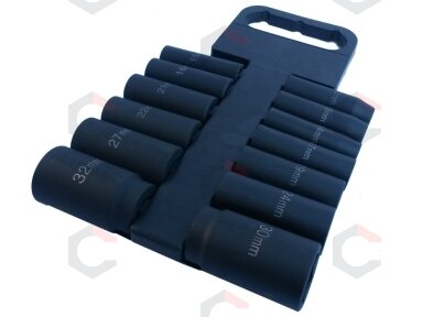 Smūginių ilgų galvučių rinkinys | 12,5 mm (1/2") | 10-32 mm | 13 vnt. (SK1213) Smūginių ilgų galvučių rinkinys | 12,5 mm (1/2") | 10-32 mm | 13 vnt. (SK1213)