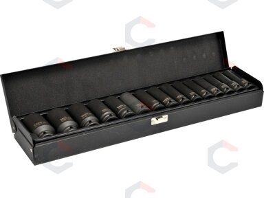 Smūginių ilgų galvučių rinkinys | 12,5 mm (1/2") | 10-32 mm | 15 vnt. (YT-1055) Smūginių ilgų galvučių rinkinys | 12,5 mm (1/2") | 10-32 mm | 15 vnt. (YT-1055)