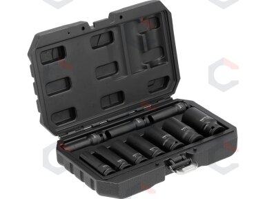 Smūginių ilgų galvučių rinkinys – AS-Drive, CrMo – 1/2", 10–27 mm, 10 vnt (YT-10557) Smūginių ilgų galvučių rinkinys – AS-Drive, CrMo – 1/2", 10–27 mm, 10 vnt (YT-10557)