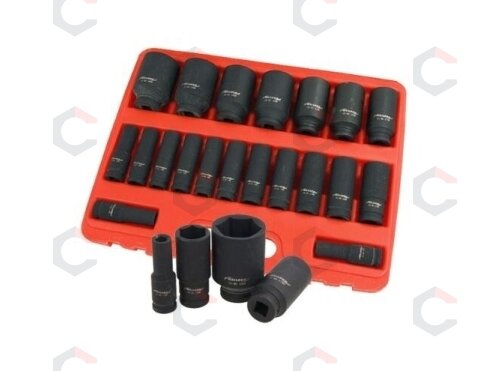 Smūginių ilgų galvučių rinkinys | 12,5 mm (1/2") | 10-38 mm | 20 vnt. (SK1220) 1 Smūginių ilgų galvučių rinkinys | 12,5 mm (1/2") | 10-38 mm | 20 vnt. (SK1220) 1