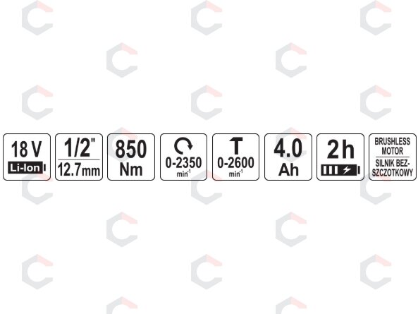 Smūginis veržliasūkis | 12,5 mm (1/2") | 800 Nm | 2 vnt 4 AH akumuliatoriai (YT-8277935) 5 Smūginis veržliasūkis | 12,5 mm (1/2") | 800 Nm | 2 vnt 4 AH akumuliatoriai (YT-8277935) 5