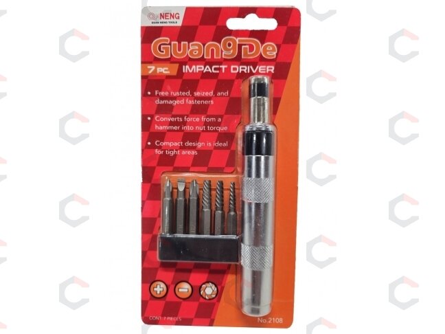 Smūginės pavaros ir ištraukimo rinkinys | 6.3 mm (1/4") | 7 vnt. (W2503) 1 Smūginės pavaros ir ištraukimo rinkinys | 6.3 mm (1/4") | 7 vnt. (W2503) 1