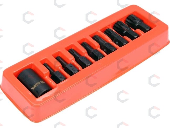 Smūginių Spline (XZN) antgalių rinkinys | 1/2" | M6–M18 | 9 vnt. (YT-10663)