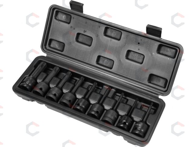 Smūginiai antgaliai | 12,5 mm (1/2") | T-Star (Torx) T20 - T70 | 9 vnt (YT-10654) 1