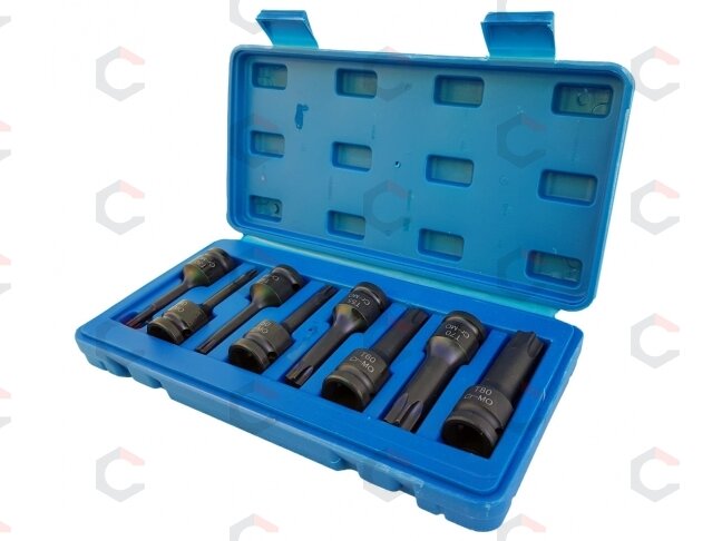 Smūginiai antgaliai – T-Star (Torx) CR-MO 1/2" – T30–T80 | 8 vnt. (S1101) 1