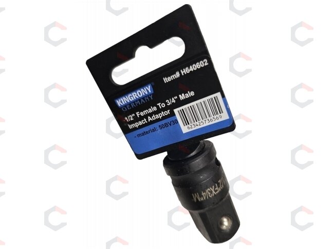 Smūginis adapteris | vidinis kvadratas 12,5 mm (1/2") - išorinis kvadratas 20 mm (3/4") (H640602) Smūginis adapteris | vidinis kvadratas 12,5 mm (1/2") - išorinis kvadratas 20 mm (3/4") (H640602)