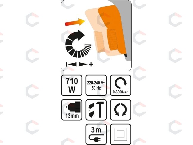 Smūginis gręžtuvas | 710W (78995) 3 Smūginis gręžtuvas | 710W (78995) 3