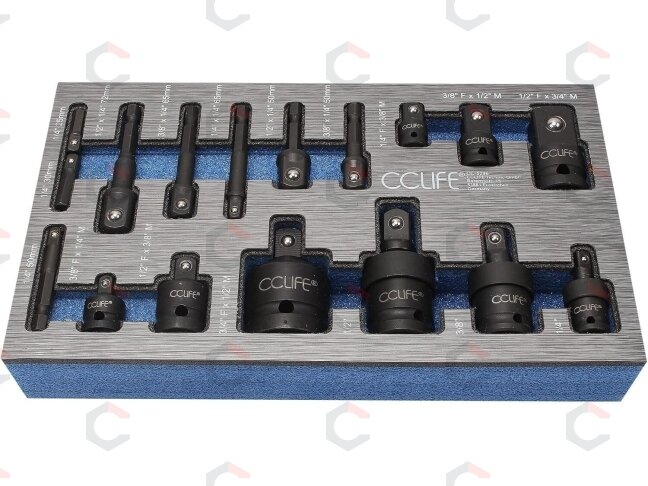 Smūginių adapterių ir šarnyrų / kardanų rinkinys | Cr-Mo | 17 vnt. (H640617) 1 Smūginių adapterių ir šarnyrų / kardanų rinkinys | Cr-Mo | 17 vnt. (H640617) 1