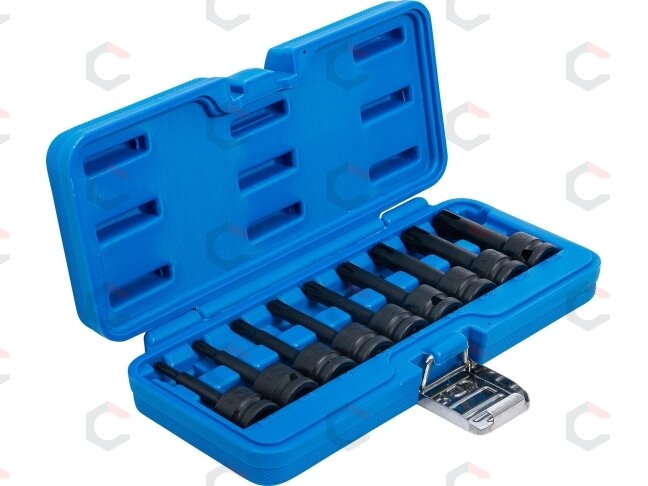 Smūginių antgalių rinkinys | 12,5 mm (1/2") | Spline (Ribe) M5 - M14 | 9 vnt. (5483) 2 Smūginių antgalių rinkinys | 12,5 mm (1/2") | Spline (Ribe) M5 - M14 | 9 vnt. (5483) 2