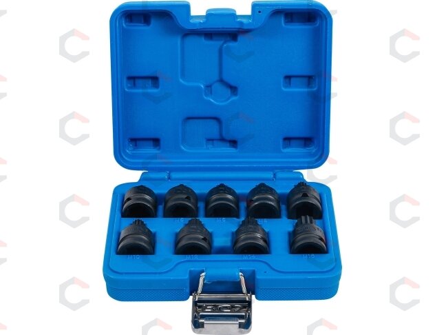 Smūginių galvučių su XZN antgaliais rinkinys 1/2" M4–M16 9 vnt. (5487) Smūginių galvučių su XZN antgaliais rinkinys 1/2" M4–M16 9 vnt. (5487)