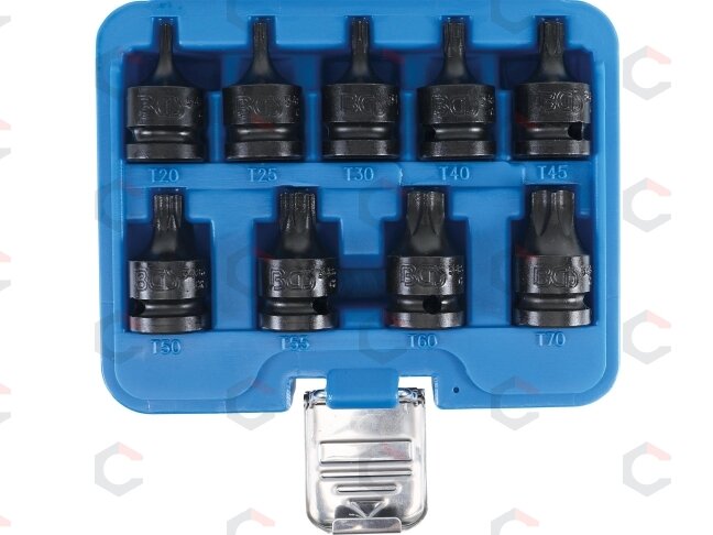 Smūginių galvučių su T-Star antgaliais rinkinys 1/2" T20–T70 9 vnt. (5486) 6 Smūginių galvučių su T-Star antgaliais rinkinys 1/2" T20–T70 9 vnt. (5486) 6