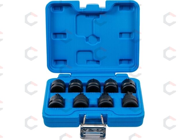Smūginių galvučių su T-Star antgaliais rinkinys 1/2" T20–T70 9 vnt. (5486) Smūginių galvučių su T-Star antgaliais rinkinys 1/2" T20–T70 9 vnt. (5486)